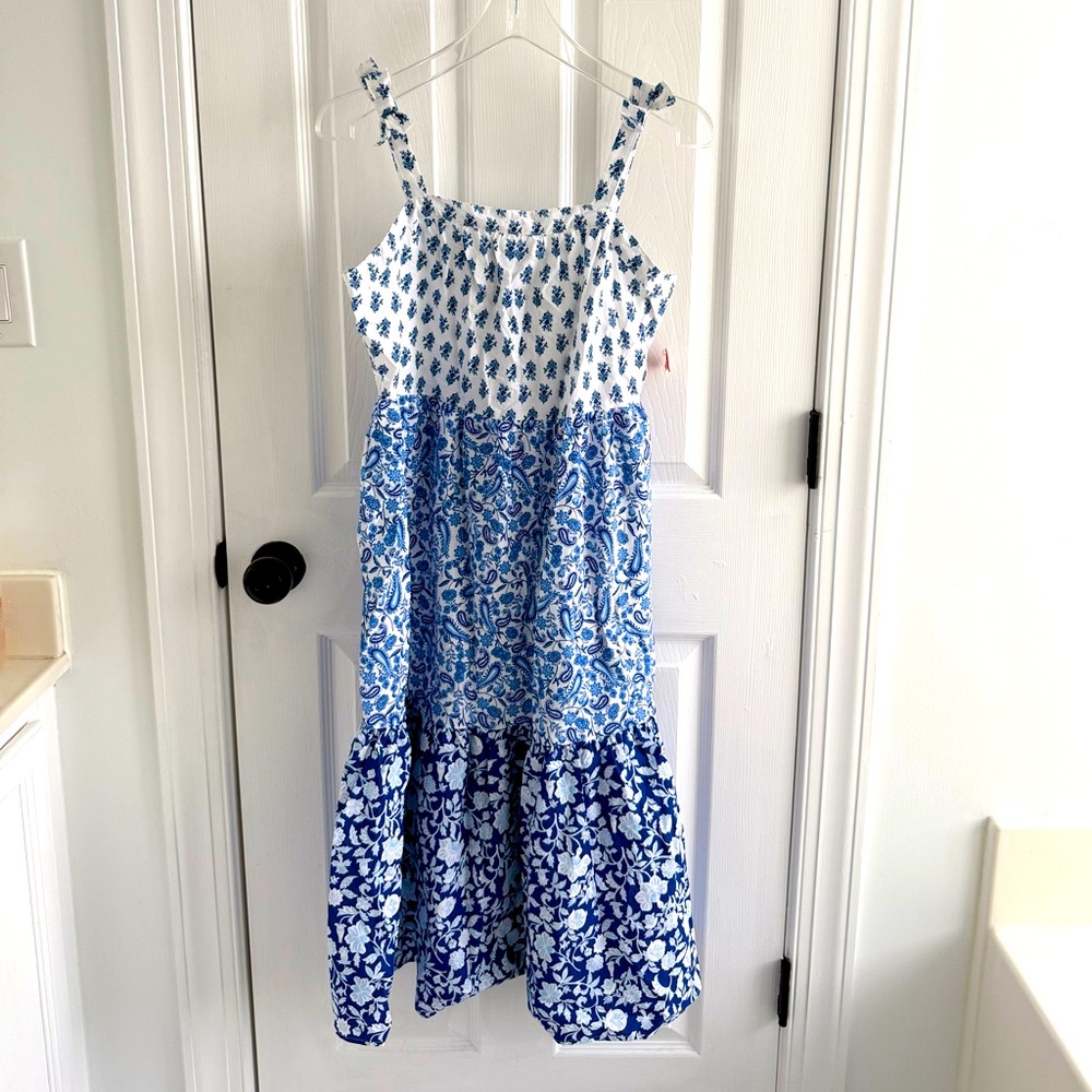 Blue Floral Women’s or Teens Maxi Tiered Dress NWT